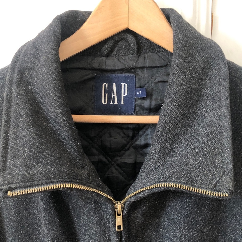 GAP Full-Zip Wool Collared Bomber Jacket Large - Picture 2 of 8